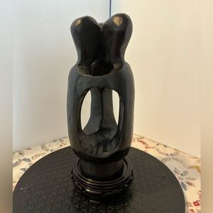 Vintage Wooden Carving Thruple Friendship Family